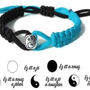 Jin-jang (yin-yang) egyensúly kabala makramé karkötő több színben - ékszer - karkötő - fonott karkötő - Meska.hu