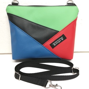 ColorBlock válltáska oldaltáska talpas / fekete kék zöld piros - táska & tok - kézitáska & válltáska - vállon átvethető táska - Meska.hu