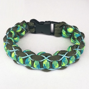 Simple Cobra Vertical paracord karkötő tukcsattal keki-neonnarancs-kék (csuklóméret 18-18,5cm) - ékszer - karkötő - fonott karkötő - Meska.hu