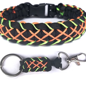 Simple Cobra X-style paracord karkötő kulcstartóval tukcsattal fekete-neonnarancs-neonzöld (csuklóméret 19-20cm), Ékszer, Karkötő, Fonott karkötő, Csomózás, Ékszerkészítés, MESKA