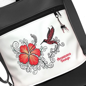 Hímzett kolibri madaras 3in1 hátizsák univerzális táska fekete-fehér - táska & tok - hátizsák - hátizsák - Meska.hu
