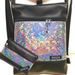 3in1 csillogó flitter hologramos hátizsák univerzális táska szett neszivel - táska & tok - variálható táska - Meska.hu