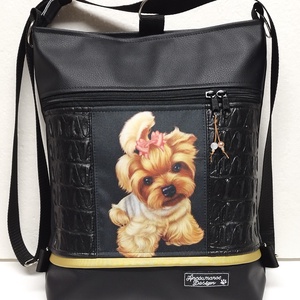 Yorkshire terrier kutyus 3in1 textilbőr hátizsák,univerzális táska cordura díszítéssel, Táska & Tok, Variálható táska, Varrás, MESKA