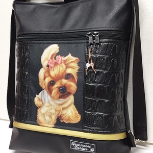 Yorkshire terrier kutyus 3in1 textilbőr hátizsák,univerzális táska cordura díszítéssel - táska & tok - variálható táska - Meska.hu