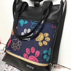 Színes tappancsos 4in1 textilbőr-cordura hátizsák univerzális táska - táska & tok - variálható táska - Meska.hu