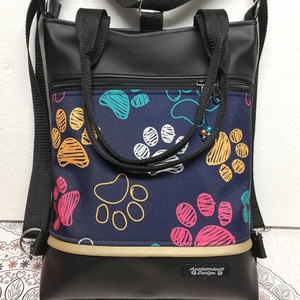 Színes tappancsos 4in1 textilbőr-cordura hátizsák univerzális táska - táska & tok - variálható táska - Meska.hu