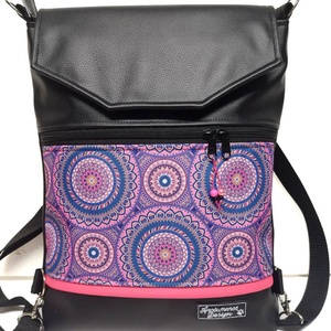 Fedélrészes 3in1 hátizsák univerzális táska lila-rózsaszín mandalás cordurával, Táska & Tok, Variálható táska, Varrás, MESKA