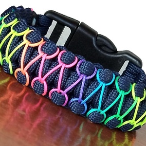 Designer túlélő paracord karkötő biztonsági csattal COBRA RIDER STITCH Navy kék szivárvány (csuklóméret 16-16,5cm) - ékszer - karkötő - fonott karkötő - Meska.hu