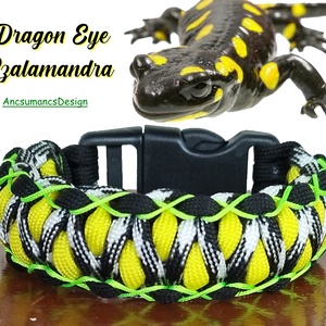 Designer túlélő paracord karkötő biztonsági csattal DRAGON EYE STITCH SALAMANDER (csuklóméret 18-18,5cm) - ékszer - karkötő - fonott karkötő - Meska.hu