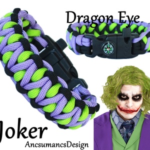 Taktikai túlélő paracord karkötő 3 funkciós csattal DRAGON EYE JOKER (csuklóméret 19-20cm), Ékszer, Karkötő, Fonott karkötő, Csomózás, Ékszerkészítés, MESKA