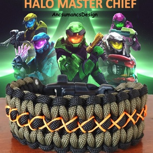 Taktikai túlélő paracord karkötő 3 funkciós csattal WIDE COBRA MASTER CHIEF (csuklóméret 19-20cm), Ékszer, Karkötő, Fonott karkötő, Csomózás, Ékszerkészítés, MESKA