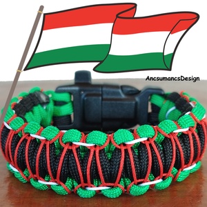 Taktikai túlélő paracord karkötő 3 funkciós csattal COBRA RIDER STITCH HUNGARY (csuklóméret: 18-19 cm), Ékszer, Karkötő, Fonott karkötő, Csomózás, Ékszerkészítés, MESKA