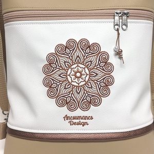 Hímzett Mandalás 3in1 Hátizsák Szett Univerzális Táska Neszivel Drapp-Fehér(Mandala002) - táska & tok - hátizsák - hátizsák - Meska.hu