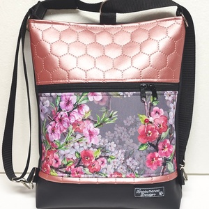 Cseresznye virágok 3in1 textilbőr hátizsák,univerzális táska, rose fekete, Táska & Tok, Variálható táska, Varrás, MESKA