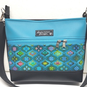 Bella Midi crossbody oldaltáska övtáska 26x21cm - Türkiz álom - táska & tok - kézitáska & válltáska - vállon átvethető táska - Meska.hu