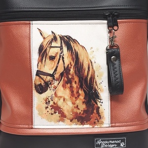 My Horse lovas paneles 3in1 hátizsák univerzális táska Fekete terrakotta - táska & tok - hátizsák - hátizsák - Meska.hu