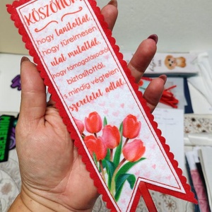 Köszönöm hogy tanítottál - tulipános kézműves filc könyvjelző - Meska.hu