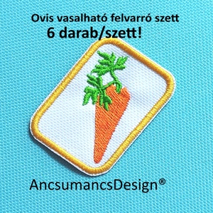 Vasalható varrható hímzett felvarró ovisjel óvodai jel Répa Sárgarépa 5cm 6db/szett, Játék & Sport, Ovis felszerelés, Óvodai jelek, Hímzés, MESKA