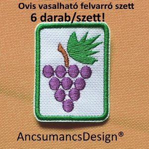 Vasalható varrható hímzett felvarró ovisjel óvodai jel Szőlő 5cm 6db/szett, Játék & Sport, Ovis felszerelés, Óvodai jelek, Hímzés, MESKA