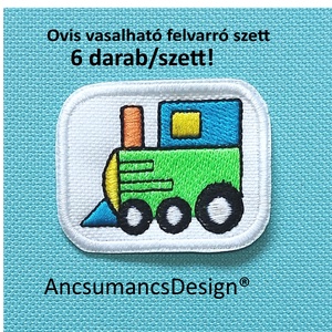 Vasalható varrható hímzett felvarró ovisjel óvodai jel Mozdony 5cm 6db/szett, Játék & Sport, Ovis felszerelés, Óvodai jelek, Hímzés, MESKA