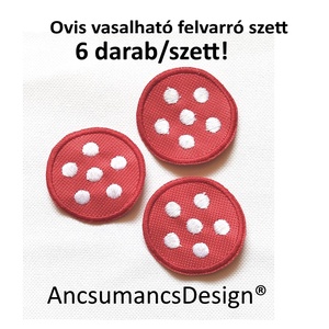 Vasalható varrható hímzett felvarró ovisjel óvodai jel Pöttyös labda 4,5cm 6db/szett, Játék & Sport, Ovis felszerelés, Óvodai jelek, Hímzés, MESKA