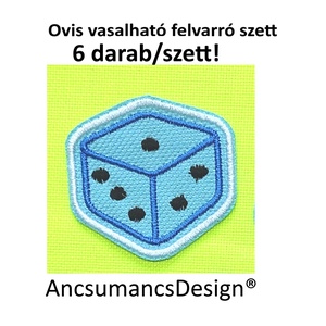 Vasalható varrható hímzett felvarró ovisjel óvodai jel Dobókocka 4,5cm 6db/szett, Játék & Sport, Ovis felszerelés, Óvodai jelek, Hímzés, MESKA