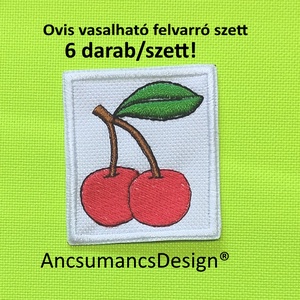 Vasalható varrható hímzett felvarró ovisjel óvodai jel Cseresznye 4,5cm 6db/szett, Játék & Sport, Ovis felszerelés, Óvodai jelek, Hímzés, MESKA