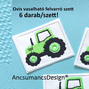 Vasalható varrható hímzett felvarró ovisjel óvodai jel Traktor 5,5cm 6db/szett, Játék & Sport, Ovis felszerelés, Óvodai jelek, Hímzés, MESKA