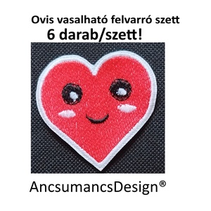 Vasalható varrható hímzett felvarró ovisjel óvodai jel Szivecske 5cm 6db/szett, Játék & Sport, Ovis felszerelés, Óvodai jelek, Hímzés, MESKA