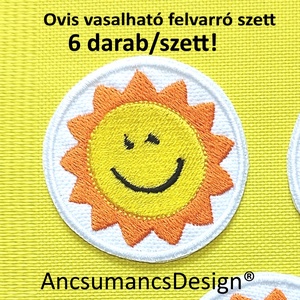 Vasalható varrható hímzett felvarró ovisjel óvodai jel Napocska 5cm 6db/szett, Játék & Sport, Ovis felszerelés, Óvodai jelek, Hímzés, MESKA