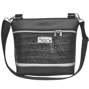 Bella crossbody oldaltáska 28x24cm - Elegáns fekete 3Dfekete ezüst cipzárral, Táska & Tok, Kézitáska & válltáska, Vállon átvethető táska, Varrás, MESKA
