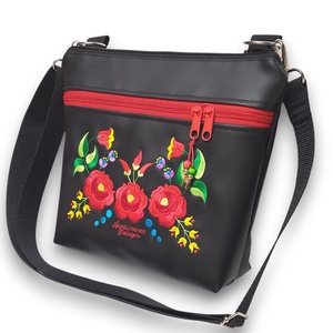 Bella crossbody oldaltáska 28x24cm - Hímzett Kalocsai mintás Hungarian Folkart30 - táska & tok - kézitáska & válltáska - vállon átvethető táska - Meska.hu