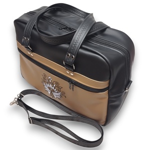 Fly Bag utazótáska kézipoggyász repülős méret 40x30x18 Lótuszvirág fekete és óarany alapon - táska & tok - kézitáska & válltáska - nagy pakolós táska - Meska.hu