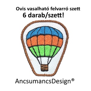 Vasalható varrható hímzett felvarró ovisjel óvodai jel Léghajó hőlégballon 5cm 6db/szett, Játék & Sport, Ovis felszerelés, Óvodai jelek, Hímzés, MESKA