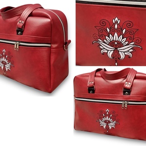 Fly Bag utazótáska kézipoggyász 42x32x18 Lótuszvirág bordó alapon - táska & tok - kézitáska & válltáska - nagy pakolós táska - Meska.hu