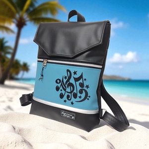 Hímzett hangjegyek - Bőrpántos fedélrészes pakolós Liza hátizsák 4 zsebbel 36x30x8cm Fekete-pasztellkék - táska & tok - hátizsák - hátizsák - Meska.hu Hímzett hangjegyek - Bőrpántos fedélrészes pakolós Liza hátizsák 4 zsebbel 36x30x8cm Fekete-pasztellkék - táska & tok - hátizsák - hátizsák - Meska.hu