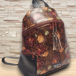 MAXIM BackPack L hátizsák - Antikolt rózsák textilbőr pántokkal 36x28x16 - Meska.hu