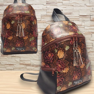 MAXIM BackPack L hátizsák - Antikolt rózsák textilbőr pántokkal 36x28x16 - táska & tok - hátizsák - hátizsák - Meska.hu