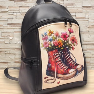 Virágzó cipők - MAXIM BackPack L hátizsák textilbőr pántokkal 36x30x16 - Meska.hu
