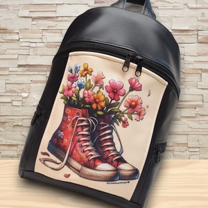 Virágzó cipők - MAXIM BackPack L hátizsák textilbőr pántokkal 36x30x16 - táska & tok - hátizsák - hátizsák - Meska.hu
