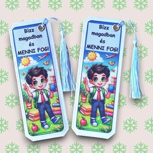 Motívációs könyvjelző - Fiú - Bízz magadban és menni fog!, Könyv & Zene, Könyvjelző, Varrás, MESKA