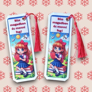 Motívációs könyvjelző - Lány - Bízz magadban és menni fog!, Könyv & Zene, Könyvjelző, Varrás, MESKA