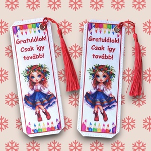 Motívációs könyvjelző - Lány - Gratulálok! Csak így tovább!, Könyv & Zene, Könyvjelző, Varrás, MESKA
