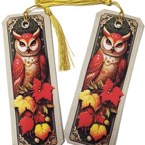 Bagoly mintás designer cordura-bőr könyvjelző - Bagoly001 - Meska.hu