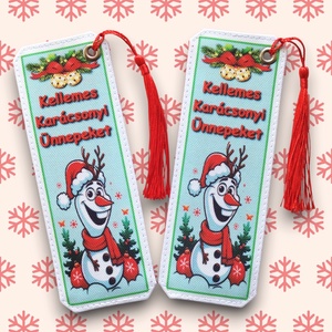 Karácsonyi designer cordura-bőr könyvjelző - Olaf Kellemes Karácsonyi Ünnepeket, Könyv & Zene, Könyvjelző, Varrás, MESKA