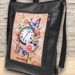 Designer órás 3in1 textilbőr hátizsák oldaltáska - táska & tok - variálható táska - Meska.hu