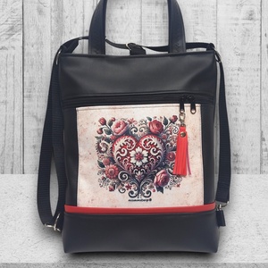 Csupaszív elegancia 4in1 textilbőr hátizsák oldaltáska rövid bőr kézifüllel - táska & tok - variálható táska - Meska.hu