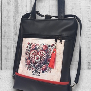 Csupaszív elegancia 4in1 textilbőr hátizsák oldaltáska rövid bőr kézifüllel - táska & tok - variálható táska - Meska.hu