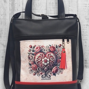 Csupaszív elegancia 4in1 textilbőr hátizsák oldaltáska rövid bőr kézifüllel, Táska & Tok, Variálható táska, Varrás, MESKA