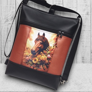 Lovas paneles 3in1 hátizsák univerzális táska Fekete terrakotta - táska & tok - hátizsák - hátizsák - Meska.hu